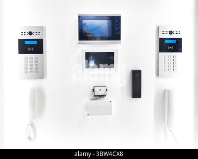 Devices for IP intercom on exhibition Stock Photo