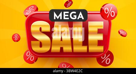Special offer mega sale. Sale banner and poster. Vector illustration. Stock Vector