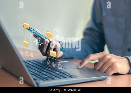 document management Organizing enterprise information Powerful online document files Stock Photo