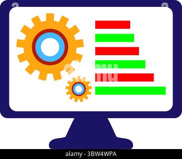 System Optimization Monitor - Performance Analytics and Settings Display Stock Vector