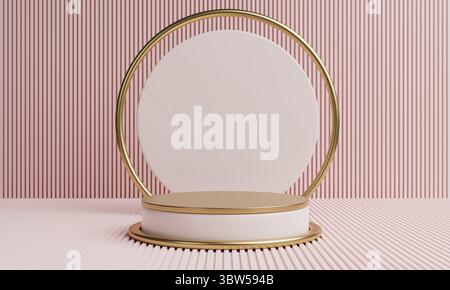 Pink podium in Asian style for product advertising template background. Object and abstract concept. 3D illustration rendering Stock Photo