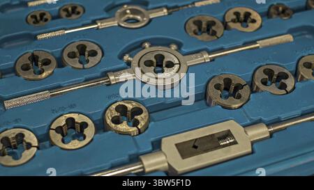 Screw tap and screw threading die set, Malaga, Spain Stock Photo