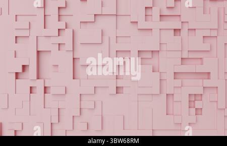 Pink pastel mosaic abstract background. Wallpaper and backdrop art concept. 3D illustration rendering Stock Photo