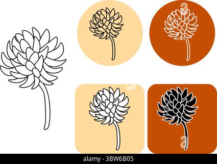 Abstract Clover Leaf Flower Logo logotype. Vector graphic line illustration. Silhouette sign for logo, print, comics, fashion, pop art, boards, design Stock Vector