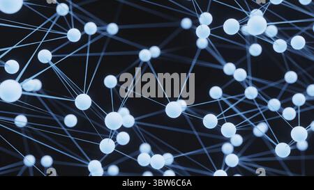 Chaotic structure plexus network node mesh background. Abstract and science technology concept. 3D illustration rendering Stock Photo