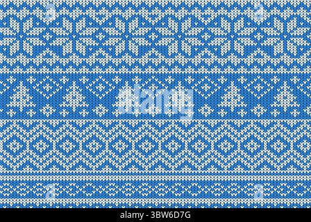Knitting Christmas vector background snowflakes Stock Photo