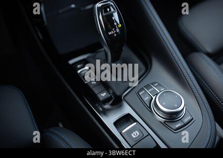 Car automatic gearbox shift handle stick of modern sedan Stock Photo