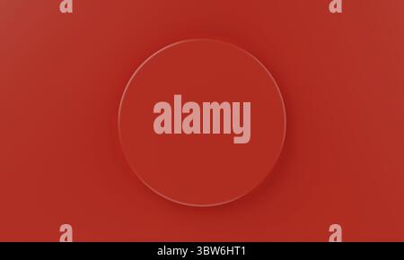 Top view red minimal circular product podium background. Abstract and object concept. 3D illustration rendering Stock Photo