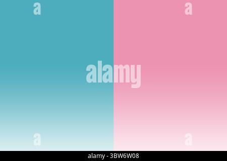Split-screen flat design is showing gradient panels in turquoise-to-white and pink-to-white tones Stock Photo