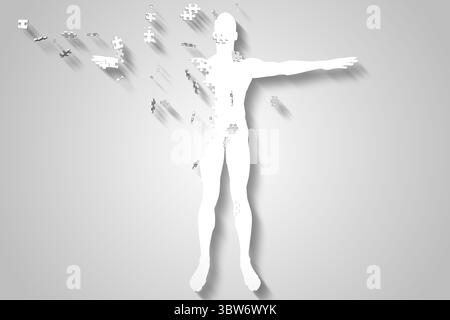 White jigsaw body breaking up Stock Photo