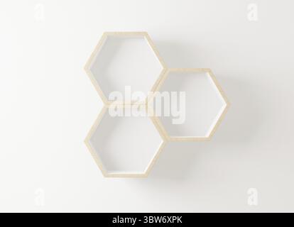 Hexagon shelf copy space, copy space, mock up, hexegon Stock Photo