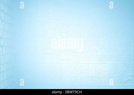 Flat design is showing painted textured blue brick wall interior corner creating subtle gradient Stock Photo