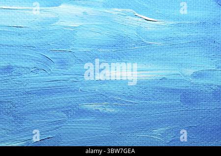 Texture blue oil paint on canvas macro closeup Stock Photo