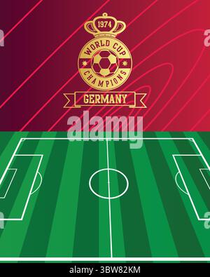 Germany Football Celebration, Football stamp and seal, Vector Illustration Abstract Editable image for 1974 Stock Vector