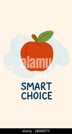 Vector illustration of red apple with hand lettering Smart Choice. Perfect for school-themed projects, teacher appreciation, educational content Stock Vector