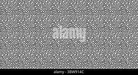 Irregular animalistic seamless pattern with hand drawn pencil textured ring shapes. Fun background with sketchy scribble spots in black and white Stock Vector