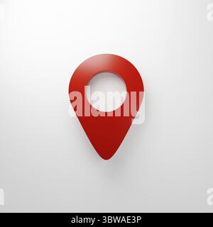 Red location pin symbol on white background. Sign and symbol concept. 3D illustration rendering Stock Photo