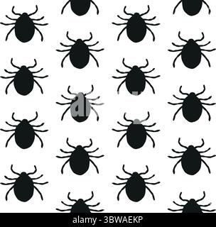 Vector seamless pattern of hand drawn mite silhouette isolated on white background Stock Vector