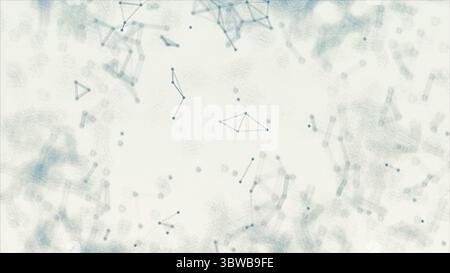 Abstract blue blurred geometry wireframe network and connecting dot in space on white background. Futuristics computer and medical science concept. Ab Stock Photo