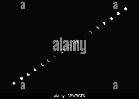January 25, 2018: A composite image of the total solar eclipse on 21 August 2017, as seen from Idaho.  The images were approximately 10 minues apart. (Credit Image: © Jon G. Fuller, Jr/VW Pics via ZUMA Wire) Stock Photo