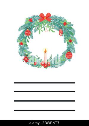Simple Christmas and New Year card with holiday symbols and space for inscription. Stock Vector