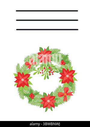 Simple Christmas and New Year card with holiday symbols and space for inscription. Stock Vector