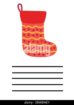 Simple Christmas and New Year card with holiday symbols and space for inscription. Stock Vector