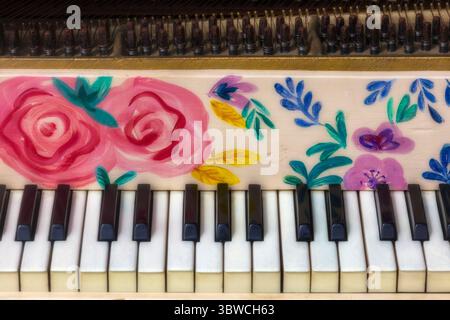 Hand Painted Flower Piano in the gardens of Golden Gate Park Stock Photo