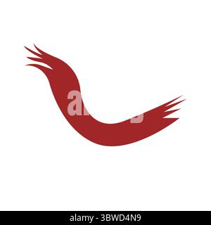 Red knitted winter scarf in flat style. Winter and autumn clothing item. Simple vector illustration. Winter and autumn accessory Stock Vector