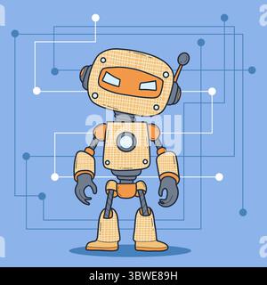 Futuristic Robot. Virtual Technology Assistant. Vector illustration. Technology Avatar character for tech support, security, chatbot projects, design. Stock Vector