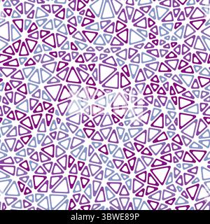 Background with triangles pattern. Small triangles size. Multiple colors style. Rounded triangular cells outlined. Repeatable pattern. Stock Vector