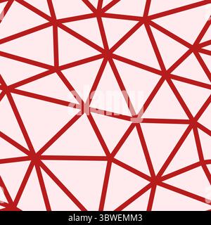 Triangles pattern geometric design. Red color. Large triangles size. Medium lines weight. Repeatable pattern. Seamless tileable vector illustration. Stock Vector