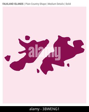 Falklands plain country map. Medium details. Solid style. Shape of Falklands. Vector illustration. Stock Vector