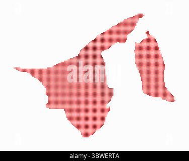 Brunei dotted map. Digital style map of the country on white background. Brunei shape with square dots. Colored dots style. Small size squares. Stock Vector