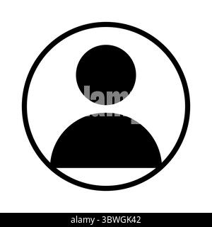 Profile circle icon. Bold avatar outline. Black user vector. Account badge symbol. Stock Vector