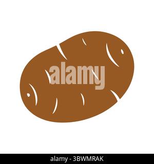 Brown potato with white indentations a healthy root vegetable illustration Stock Vector