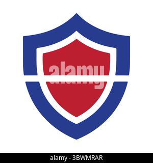 Classic shield emblem with blue red and white security protection design Stock Vector