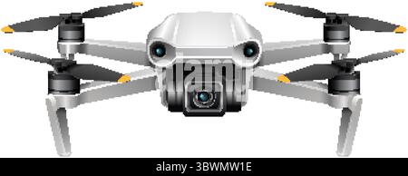 Highly detailed vector illustration of a modern drone with realistic features, showcasing precision in design and technical elements Stock Vector