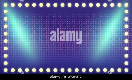 Dynamic vector illustration of a game show stage with bright lights and gradient background, creating an energetic atmosphere Stock Vector