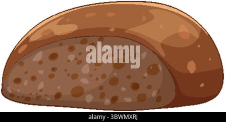 Brown whole wheat bread loaf in flat vector style, cross-section view, with textured crust and crumb, isolated on white background Stock Vector