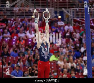 June 265, 2021: Shane Wiskus claps after his floor routine during Day 2 ...