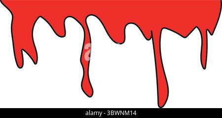 Blood dripping graphic with black outline, ideal for Halloween, horror, or design projects Stock Vector
