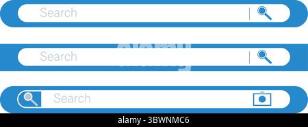 Modern search bar design elements with magnifying glass icon for website or app interface Stock Vector