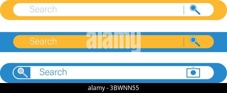 Modern search bar design elements with magnifying glass icon for website or app interface Stock Vector