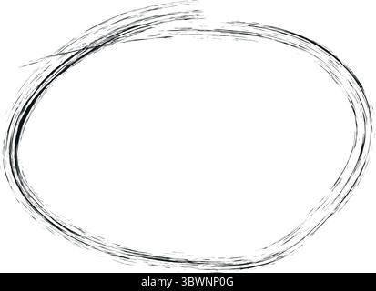 Hand-drawn black scribble circle, perfect for highlighting, emphasizing, or adding visual flair. Stock Vector