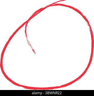 An isolated red circle on a white background suggests emphasis, selection, or highlighting, perfect for various design projects, transparent Stock Vector