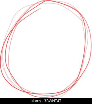 An isolated red circle on a white background suggests emphasis, selection, or highlighting, perfect for various design projects, transparent Stock Vector