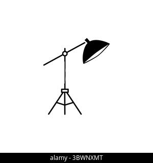 Illustration Icon of Studio softbox light on tripod stand used for photography and videography in professional setups. Stock Vector