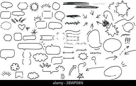 Hand drawn doodle sketch elements for emphasis and decoration create unique design accents instantly Stock Vector