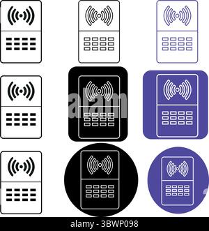Collection of door entry systems icons in different colors showing wireless connectivity, a security technology for secure access to buildings Stock Vector